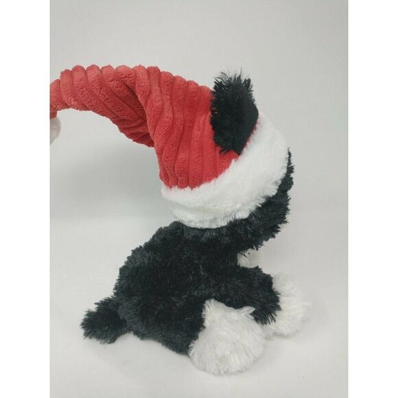 Christmas Puppy Stuffed Toy Black and White Dog - Picture 2 of 5